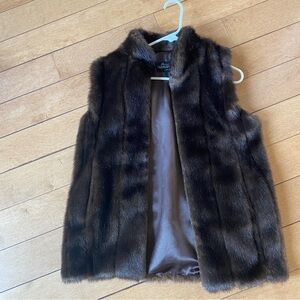 Faux Fur Vest in Rich Brown
